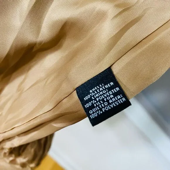 New Neiman Marcus Leather Collection Quilted Lamb Leather Trench Coat Neutral Ca - Picture 8 of 10